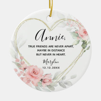 金ゴールド赤面ピンクハート幾何最高の友人 セラミックオーナメント