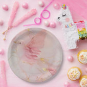 金ゴールド赤面ピンクバードブライダルシャワー ペーパープレート (パーティー)