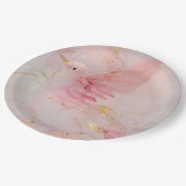 金ゴールド赤面ピンクバードブライダルシャワー ペーパープレート (アングル)