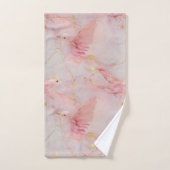 金ゴールド赤面ピンクバード バスタオルセット (ハンドタオル)