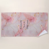 金ゴールド赤面ピンクバード ビーチタオル (正面)