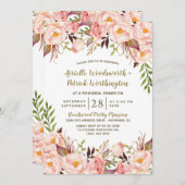 金ゴールド赤面ピンクピーニーリハーサルディナー招待状 招待状 (正面/裏面)