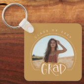 金ゴールド赤面ピンクフォトクラス2025卒業 キーホルダー (正面)