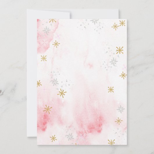 金ゴールド赤面ピンクフローライスラム結婚教徒 招待状 (裏面)