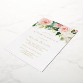 金ゴールド赤面ピンクフローラキンセアニェラ 箔招待状 (回転した状態)