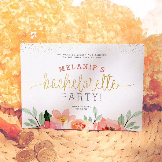 金ゴールド赤面ピンクフローラバチェロレッテ挿入 招待状