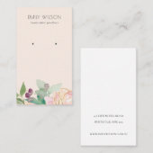 金ゴールド赤面ピンクフローラバンチイヤリングディスプレイ 名刺 (正面/裏面)