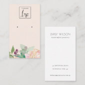 金ゴールド赤面ピンクフローラバンチイヤリングディスプレイ 名刺 (正面/裏面)