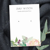 金ゴールド赤面ピンクフローラバンチイヤリングディスプレイ 名刺