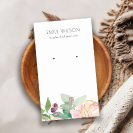 金ゴールド赤面ピンクフローラバンチイヤリングディスプレイ 名刺