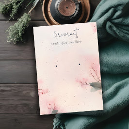 金ゴールド赤面ピンクフローラバンチイヤリングディスプレイ 名刺