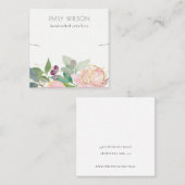 金ゴールド赤面ピンクフローラバンチネックレスディスプレイ  スクエア名刺 (正面/裏面)