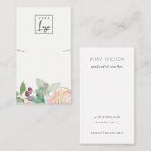 金ゴールド赤面ピンクフローラバンチネックレスディスプレイ 名刺 (正面/裏面)