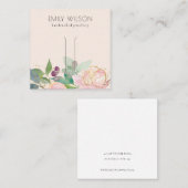 金ゴールド赤面ピンクフローラバンチヘアクリップディスプレイ スクエア名刺 (正面/裏面)