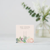 金ゴールド赤面ピンクフローラバンチヘアクリップディスプレイ スクエア名刺 (スタンド正面)