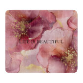 金ゴールド赤面ピンクブルゴーニュフローラブライダルシャワー カッティングボード (正面)