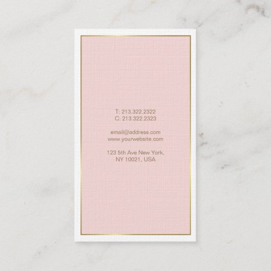 金ゴールド赤面ピンクホワイトモダントレンディーラグジュアリー 名刺 (裏面)