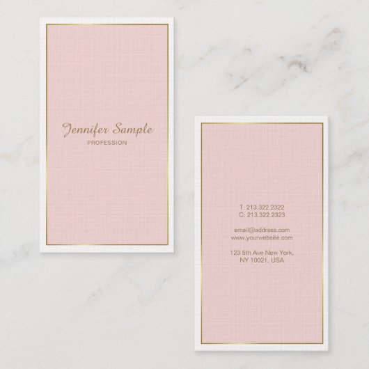金ゴールド赤面ピンクホワイトモダントレンディーラグジュアリー 名刺 (正面/裏面)