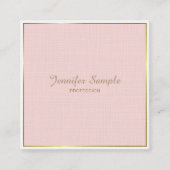 金ゴールド赤面ピンクホワイトモダンラエレガントグジュアリートレンディー スクエア名刺 (正面)