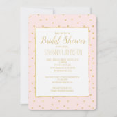 金ゴールド赤面ピンクリトルハートブライダルシャワー 招待状 (正面)