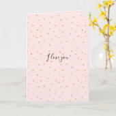 金ゴールド赤面ピンクリトルハートラブ カード (黄色い花)