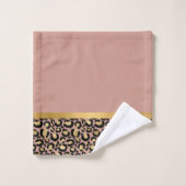 金ゴールド赤面ピンク動物レオパード浴室装置 バスタオルセット (ウォッシュタオル)