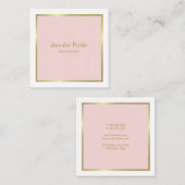 金ゴールド赤面ピンク白エレガントモダンテンプレート スクエア名刺 (正面/裏面)