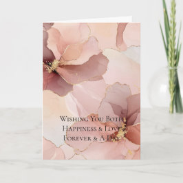 金ゴールド赤面ピンク結婚の花 カード