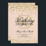 金ゴールド赤面ピンク90th誕生日グリッター紙吹雪 招待状<br><div class="desc">90番目の誕生日フェイクグリッター紙吹雪金ゴールドピンクの招待テンプレート。90素晴らし回目の誕生日パーティーやその他！</div>