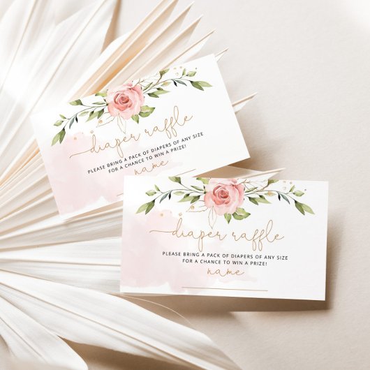 金ゴールド赤面フローラおむつラッフルチケット エンクロージャーカード