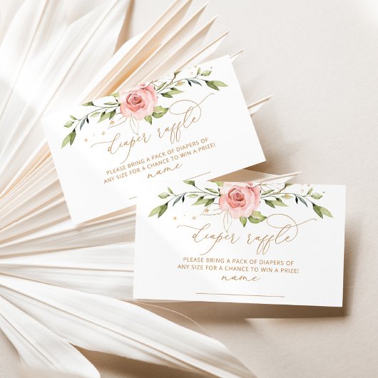 金ゴールド赤面フローラおむつラッフルチケット エンクロージャーカード