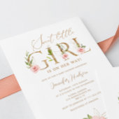 金ゴールド赤面フローラスウィート小さな女の子ベビーシャワー 招待状