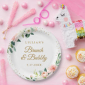 金ゴールド赤面フローラブランチと泡立ち ペーパープレート (パーティー)