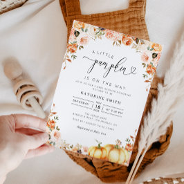 金ゴールド赤面フローラリトルカボチャ赤ちゃんシャワー 招待状