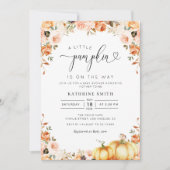 金ゴールド赤面フローラリトルカボチャ赤ちゃんシャワー 招待状 (正面)