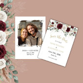 金ゴールド赤面フローラ写真Save the Date Card セーブザデート