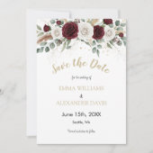 金ゴールド赤面フローラ写真Save the Date Card セーブザデート (正面)