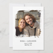 金ゴールド赤面フローラ写真Save the Date Card セーブザデート (裏面)