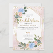 金ゴールド赤面フローラ幾何モダンブライダルシャワー 招待状 (正面)