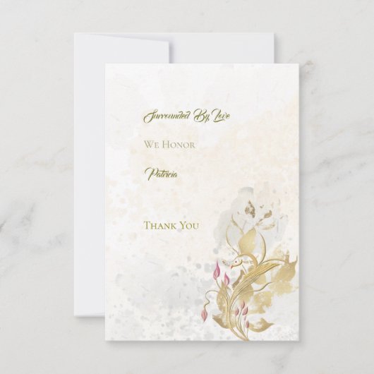 金ゴールド赤面フローラ50番目の誕生日サンキューカード サンキューカード (正面)