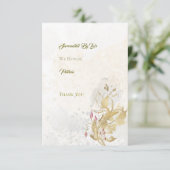 金ゴールド赤面フローラ50番目の誕生日サンキューカード サンキューカード (スタンド正面)