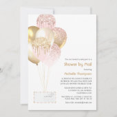 金ゴールド赤面ベビー又はブライダルシャワー別郵便 招待状 (正面)