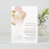 金ゴールド赤面ベビー又はブライダルシャワー別郵便 招待状 (スタンド正面)