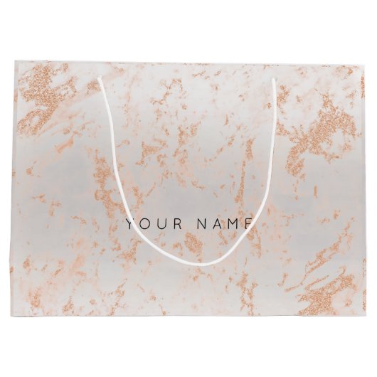 金ゴールド赤面マーブルメタリックギフトグレーシルバーピーチ ラージペーパーバッグ (裏面)