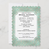金ゴールド赤面ミントヒョウ印刷ブライダルシャワー 招待状 (正面)