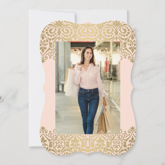 金ゴールド赤面ヴィンテージレースエレガント卒業パーティー 招待状 (裏面)