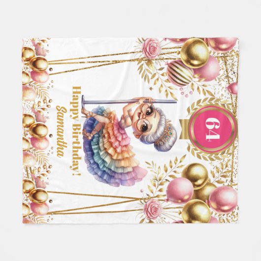 金ゴールド赤面名前をカスタムするおもしろいおばあちゃん毛布 フリースブランケット (正面(横))