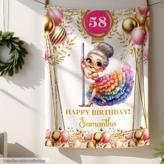 金ゴールド赤面名前をカスタムするおもしろいおばあちゃん毛布 フリースブランケット