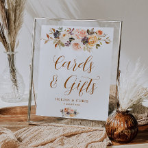 金ゴールド赤面秋フローラカード及びギフトサイン