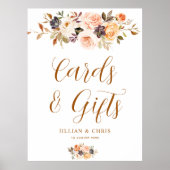 金ゴールド赤面秋フローラカード及びギフトサイン ポスター (正面)